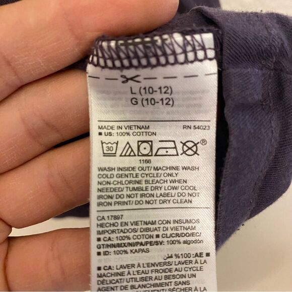 Old Navy Fit flare 3/4 long Sleeve basic Dress purple stars 100% cotton L 10-12 - Picture 7 of 7